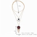 New Style Fashion Alloy 3 Multi Layers Star Pendant Necklace Jewelry